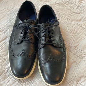 Cole Haan Grandtour Wing Ox  black white Men's Leather Wingtip Oxfords